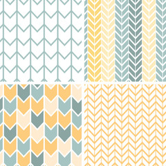 Vector set of four gray and yellow chevron patterns and - 52653560