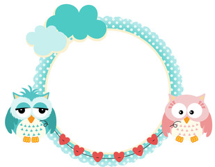 Cute frame with owls couple