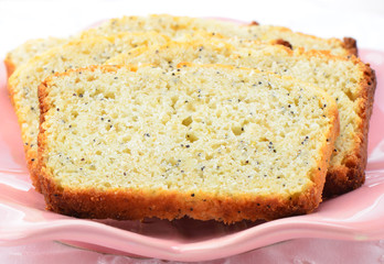 Lemon poppyseed loaf slices