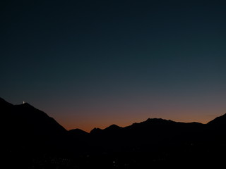 mountain sunset with moon