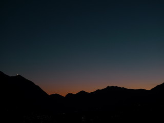 mountain sunset with moon