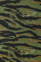 US vietnam green tigerstripe camouflage fabric texture backgroun - obrazy, fototapety, plakaty