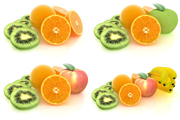 Set of citrus on a white