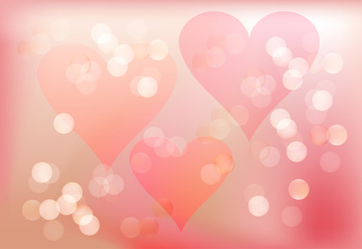 Spring romantic background in pink with hearts