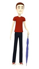 3d render of cartoon character with umbrella