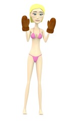 3d render of cartoon character with winter gloves