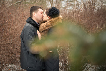 Happy young couple in the park