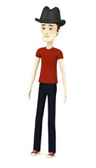 3d render of cartoon character with hat