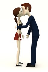 3d render of cartoon characters kissing
