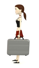 3d render of cartoon character with suitcase