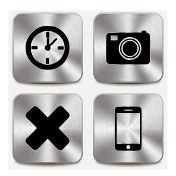 Web icons on metallic buttons set vol 7