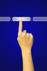 hand pressing a button on a touchscreen