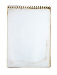 Grunge notebook isolated on white background