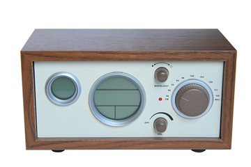 Retro style radio isolated on white background