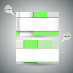 Fototapeta premium Green business card, with sqaures design