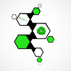 3d geometric background with hexagons, ECO style