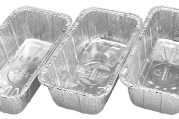 aluminum foil food container tray on white background