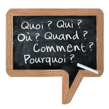 Ardoise Quoi, qui, o&ugrave;, quand, comment, pourquoi ?