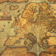 Naklejka premium Reproduction of 16th century map of Europe