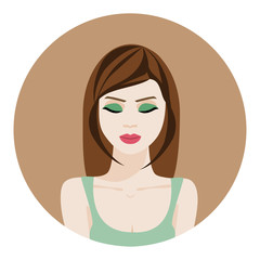 Vector image of a girl with her ​​eyes closed