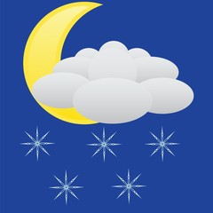 Crescent and snow weather icon