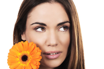 woman portrait with orange flower