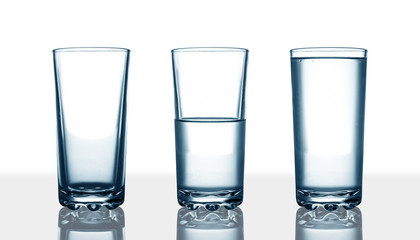 empty,half and full water glasses