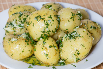 Boiled young potatoes