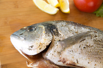 Fish on chopping board