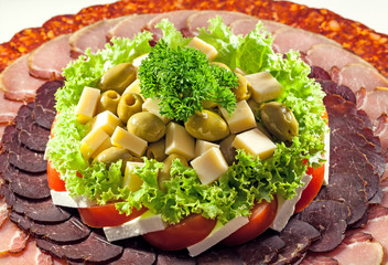 Salad and meat