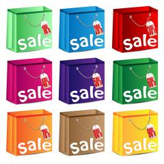 set of multi-colored packages with discounts