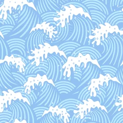 Tapeten Meereswellen Nahtloses Muster mit Wellen