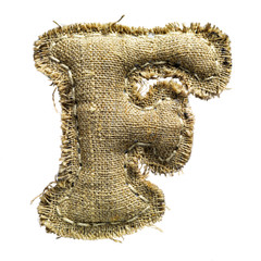 Linen vintage cloth letter isolated on white