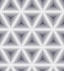 Seamless monochrome geometric background with striped triangles