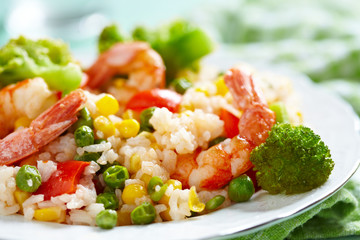 Rice with vegetables and shrimps