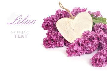 Beautiful Bunch of Lilac with wooden heart