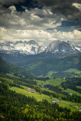 Plakat Summer landscape with Alps, Salzkammergut, Austria
