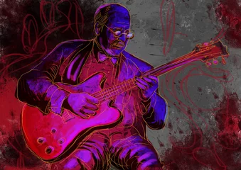 Photo sur Plexiglas Groupe de musique joueur de guitare (dessin à la main en taille réelle - original)
