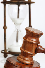 Gavel with Hourglass Behind