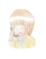 スマホで話す女性