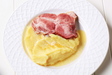 Mashed potato and smoked pork