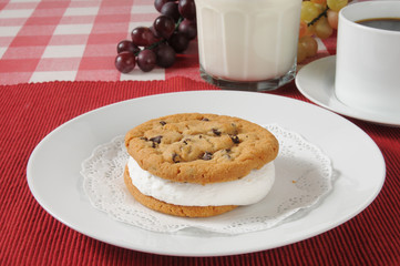 Cookie sandwich with milk