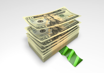 a wad of dollar banknotes