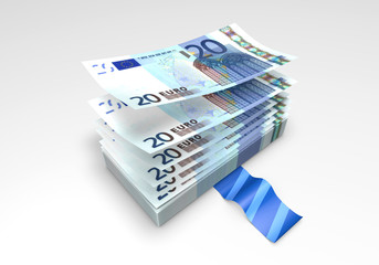a wad of euro banknotes