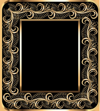 background frame with vegetable gold(en) ornament
