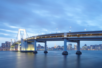 Fototapeta na wymiar The Rainbow Bridge ,Tokyo Japan