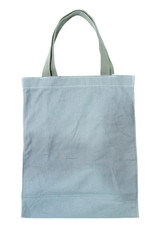 Gray cotton bag isolated on white background.