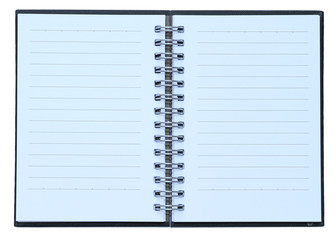 Open blue cover notebook