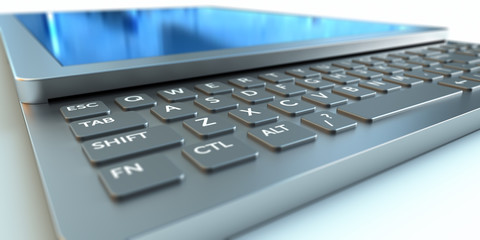Obraz premium Tablet PC with a retractable keyboard.