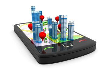 Smart phone Street Map.